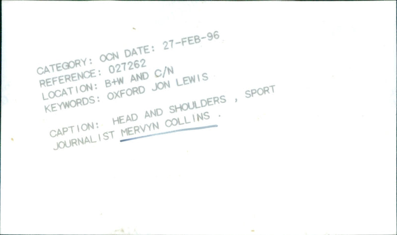 Mervyn Collins - Vintage Photograph