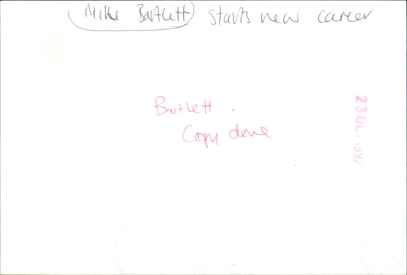 Mike Bartlett - Vintage Photograph