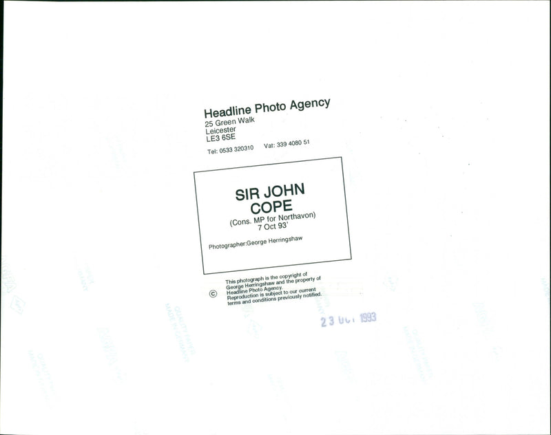 Sir John Cope - Vintage Photograph