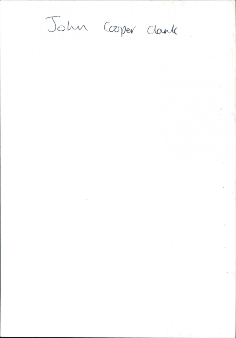 John Cooper Clark - Vintage Photograph