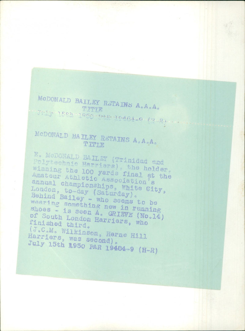 Mc Donald Bailey, A.Grieve, J.C.M. Wilkinson - Vintage Photograph