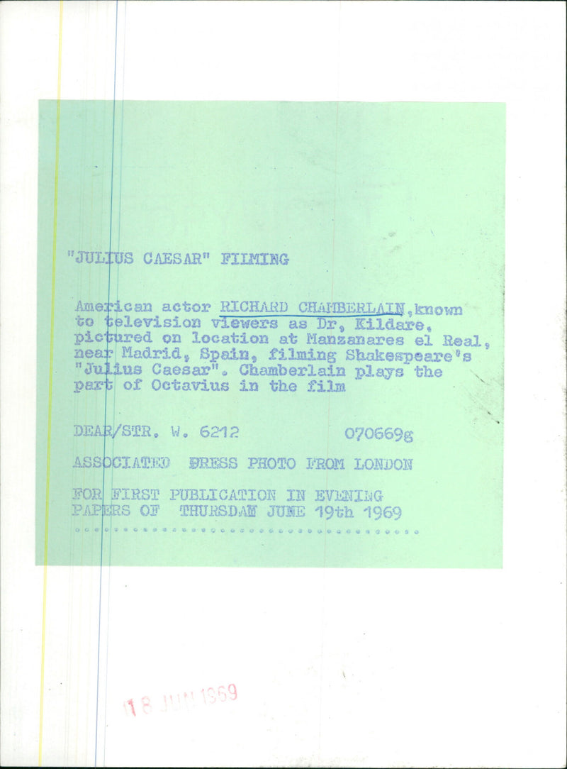 "Julius Caesar" Filming - Vintage Photograph