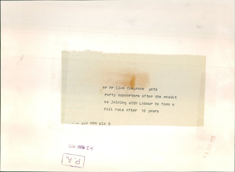 Mr Liam Cosgrave - Vintage Photograph