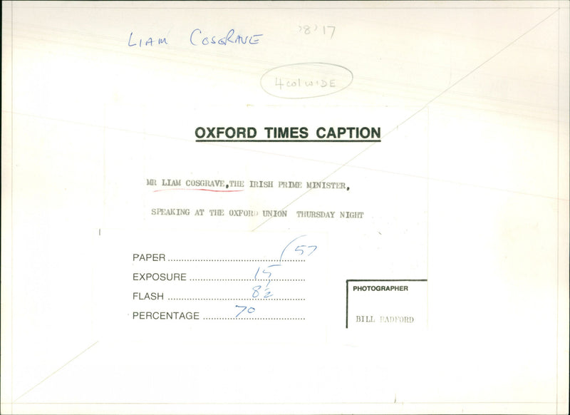 Mr Liam Cosgrave - Vintage Photograph