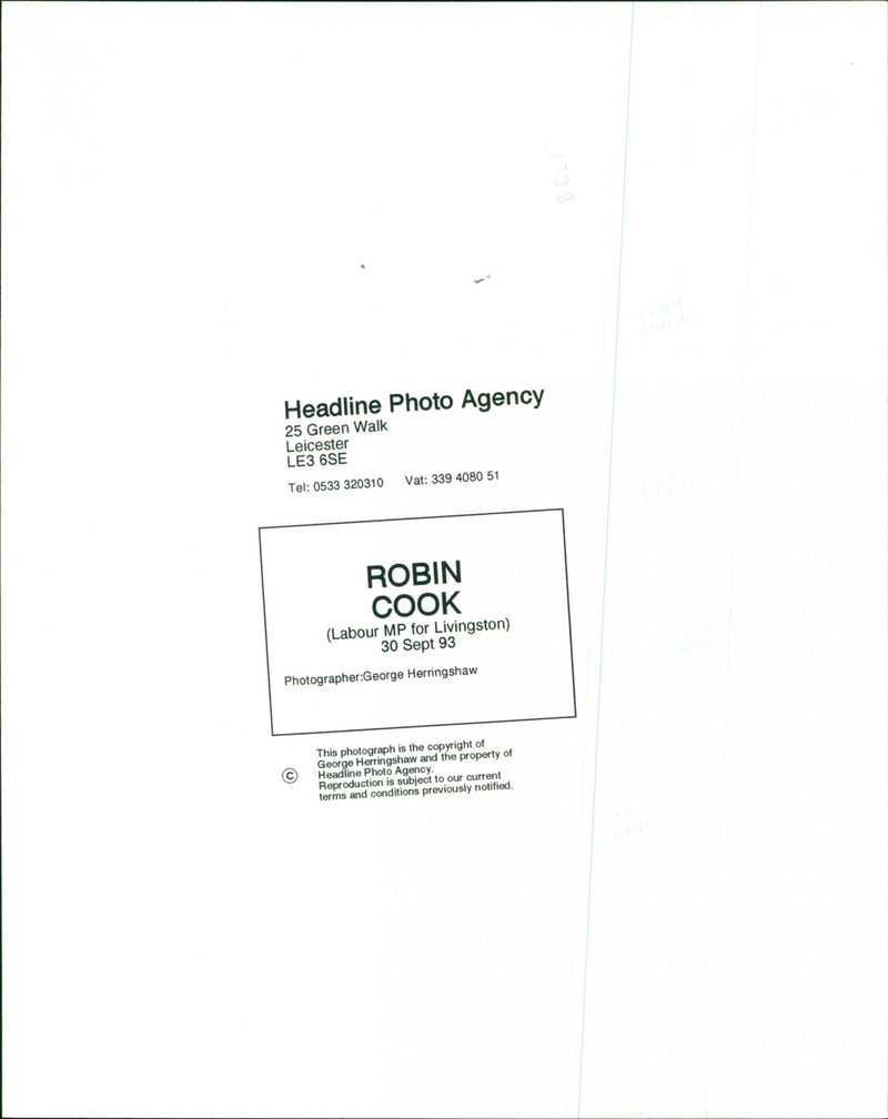 Robin Cook - Vintage Photograph