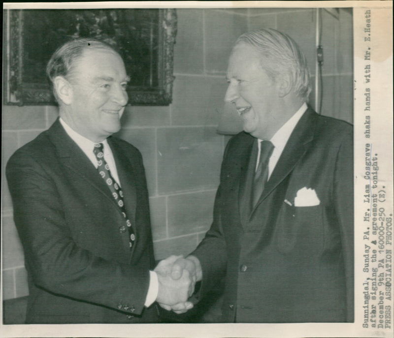 Mr Liam Cosgrave, Mr E. Heath - Vintage Photograph