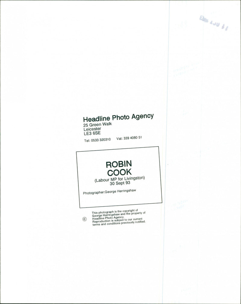 Robin Cook - Vintage Photograph