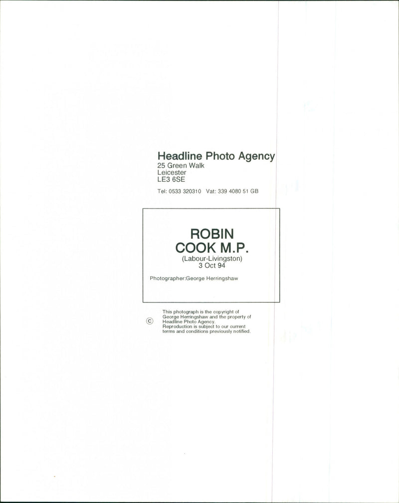 Robin Cook - Vintage Photograph