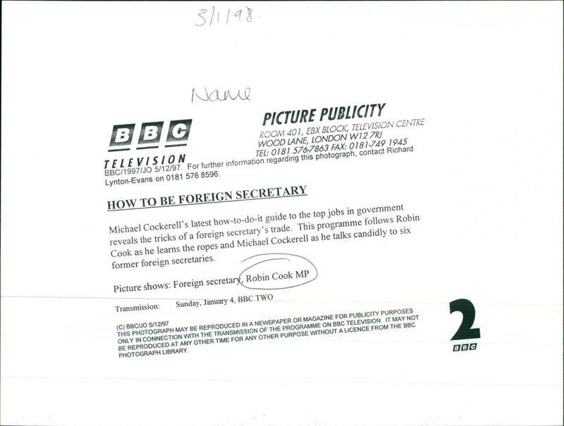 Robin Cook - Vintage Photograph