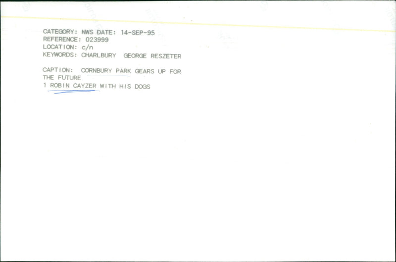 Robin Cayzer - Vintage Photograph