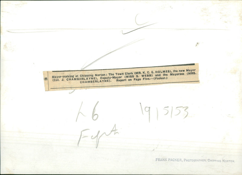 Mr. K.C.E. Holmes, Colonel John Chamberlayne, Miss S. Webb - Vintage Photograph