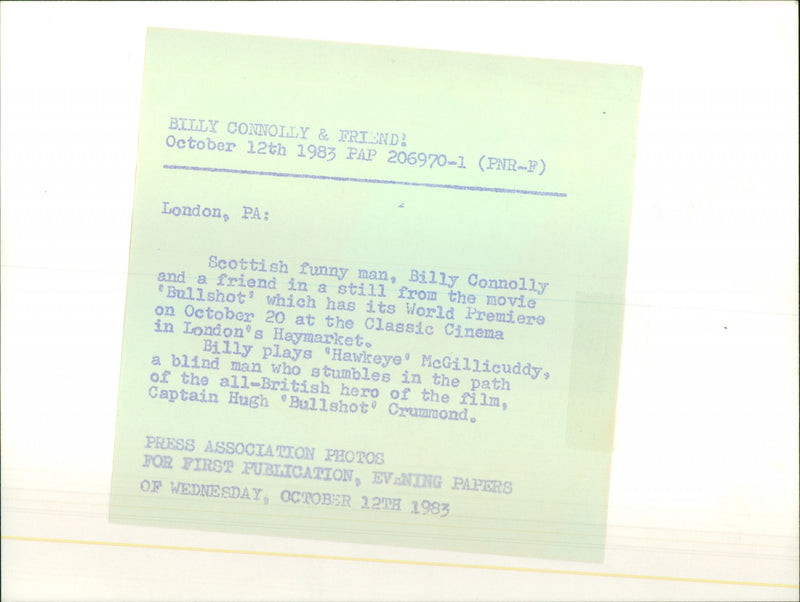 Billy Connolly - Vintage Photograph