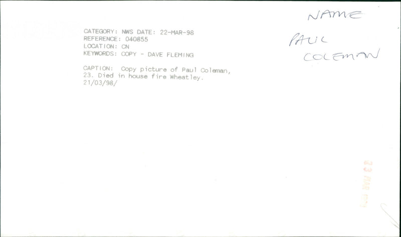 Paul Coleman - Vintage Photograph