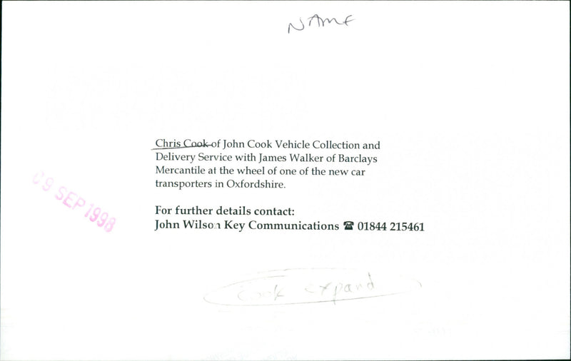 Chris Cook - Vintage Photograph