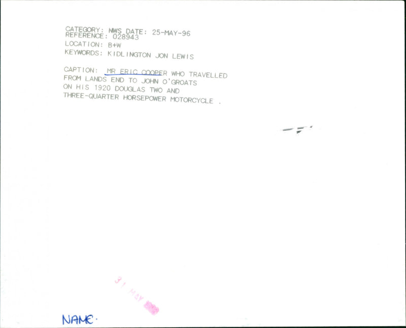 Eric Cooper - Vintage Photograph