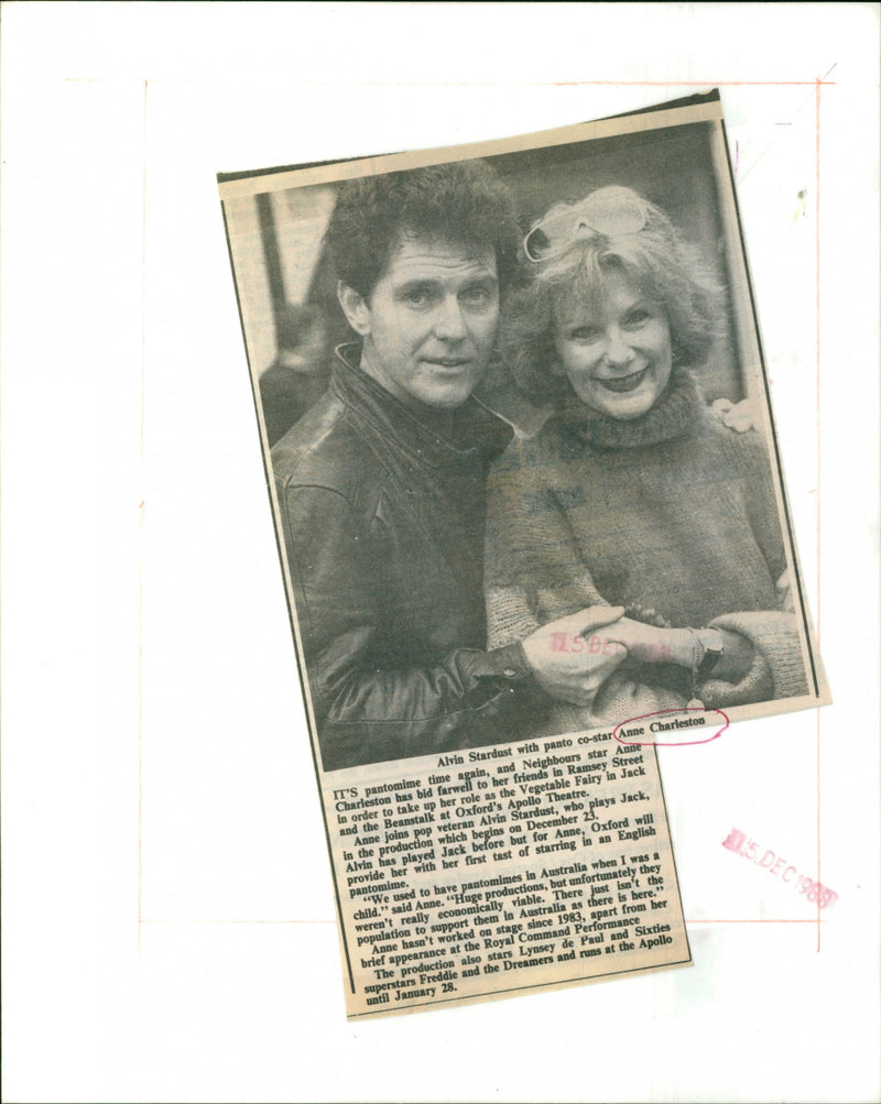 Alvin Stardust with co-star Anne Charleston - Vintage Photograph