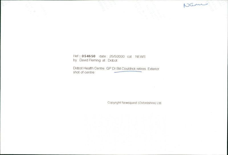 Dr Bill Couldrick - Vintage Photograph