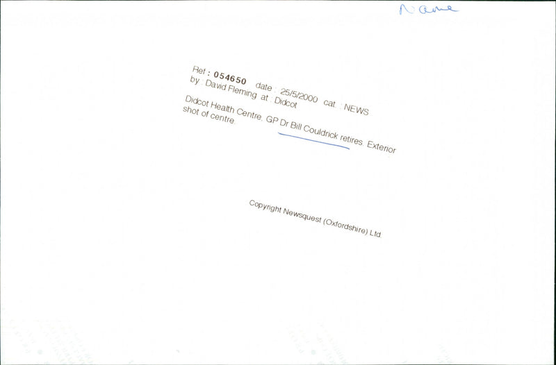 Gp Dr Bill Couldrick - Vintage Photograph