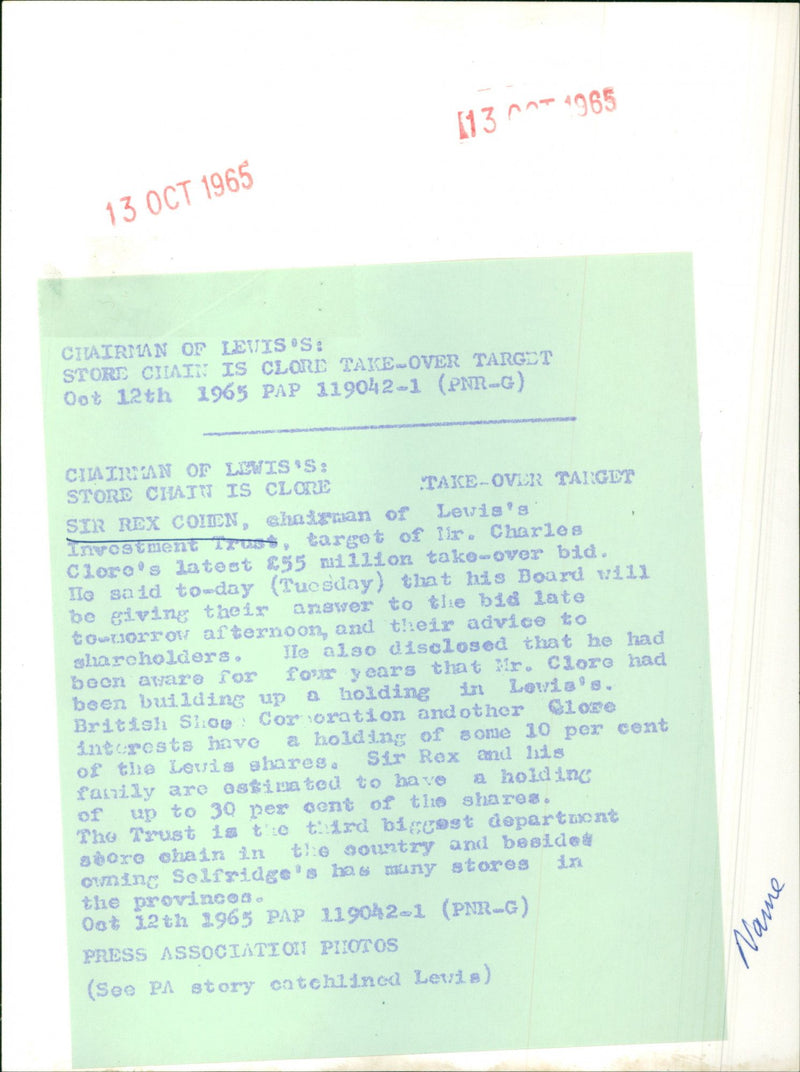 Sir Rex Cohen - Vintage Photograph