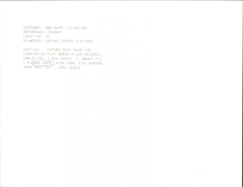 Mark Cope - Vintage Photograph