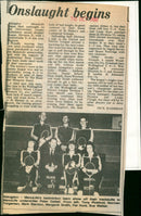 Abingdon ManuLife's badminton team show off their new tracksuits to ManuLife underwriter Peter Cattell. - Vintage Photograph