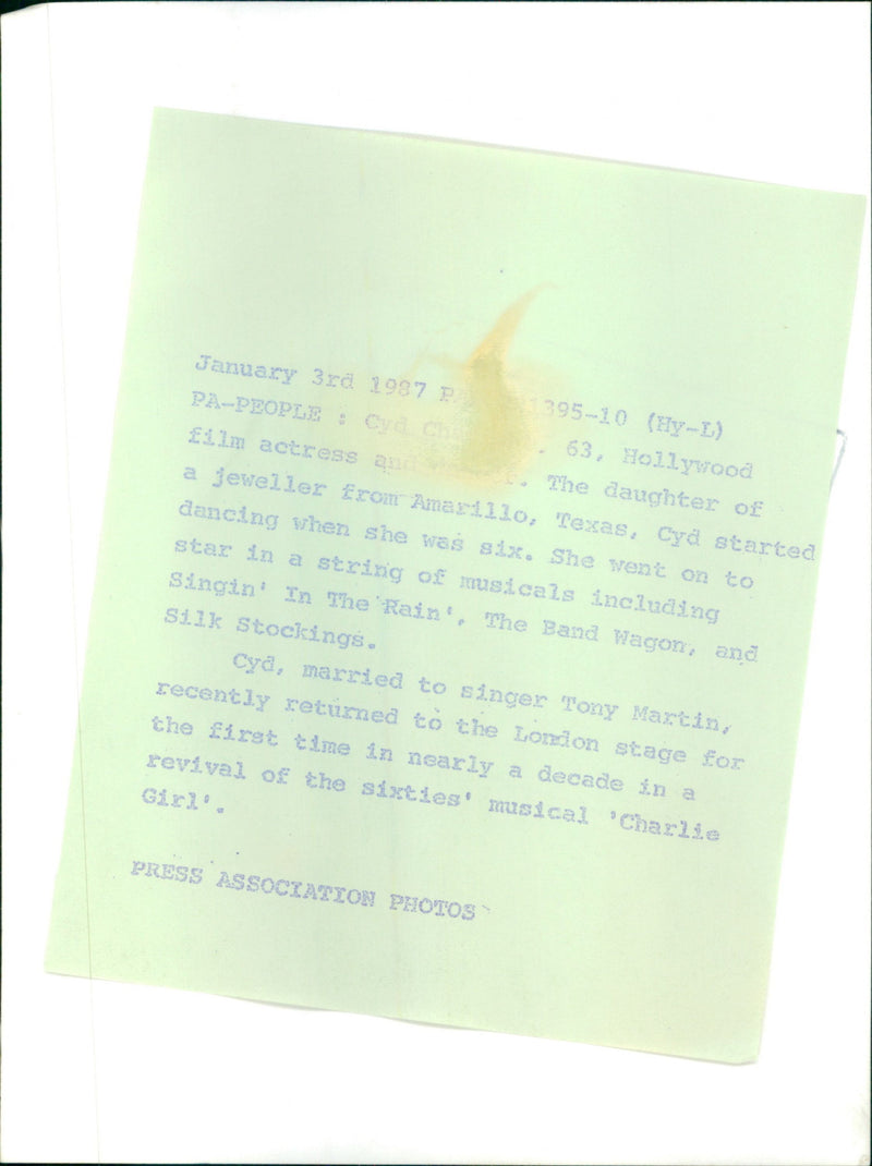 Cyd Charisse - Vintage Photograph