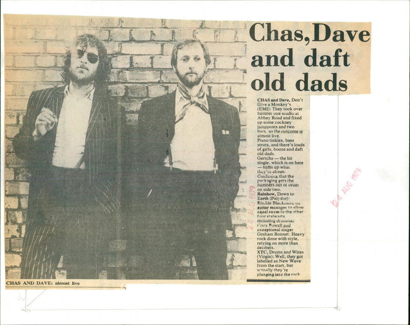 Music groups Chas & Dave and Rainbow and the band XTC are featured on the cover of music magazines. - Vintage Photograph