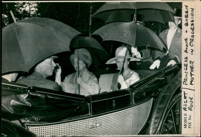 Queen Elizabeth and Princess Anne at a Procession in London. - Vintage Photograph