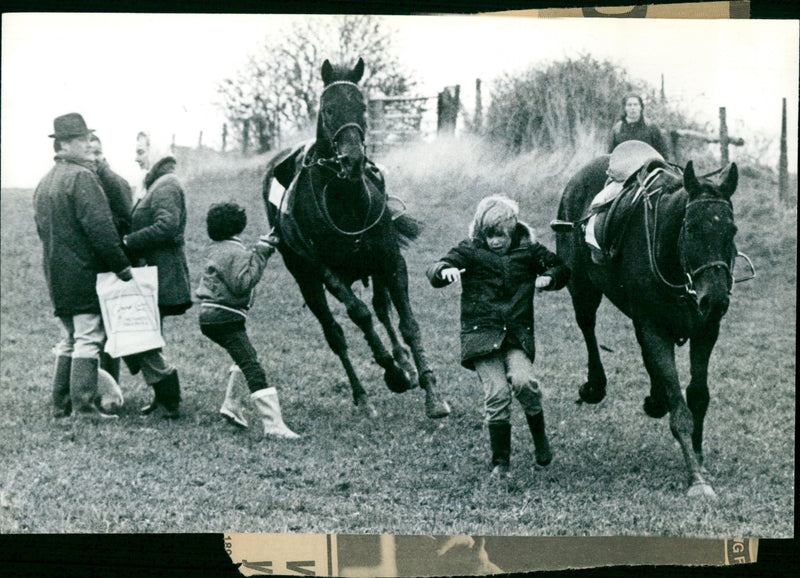 The YOUNG lad tumbles while on the way of runaway horses at Heythrop Hunt Dunthrop near Chipping Norton - Vintage Photograph