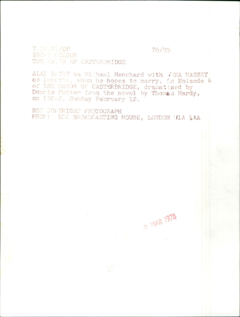 Alan Bates, Anna Massey - Vintage Photograph