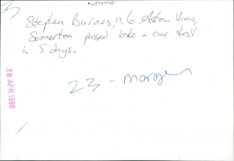 Stephen Barnes - Vintage Photograph