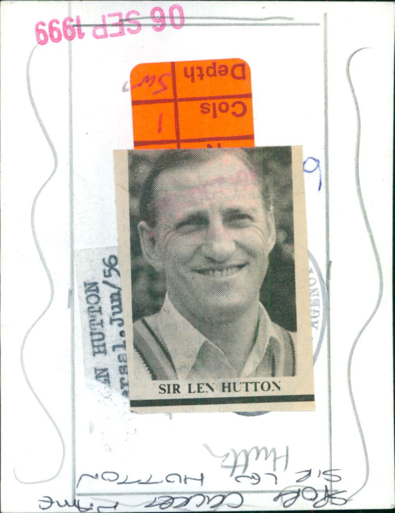 Former English cricketer Sir Len Hutton poses for a photograph. - Vintage Photograph