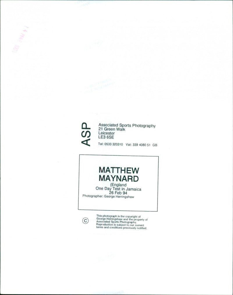 Matthew Maynard - Vintage Photograph