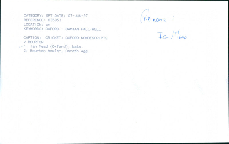 Mead Ian, Bourton bowler cricketing - Vintage Photograph