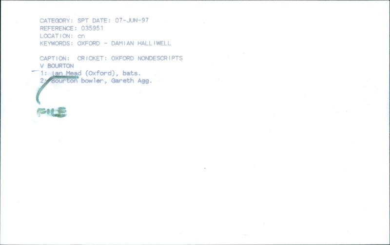 Ian Mead  and Bourton bowler Gareth Agg - Vintage Photograph