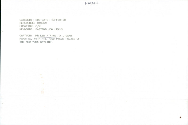 Len Atkins - Vintage Photograph