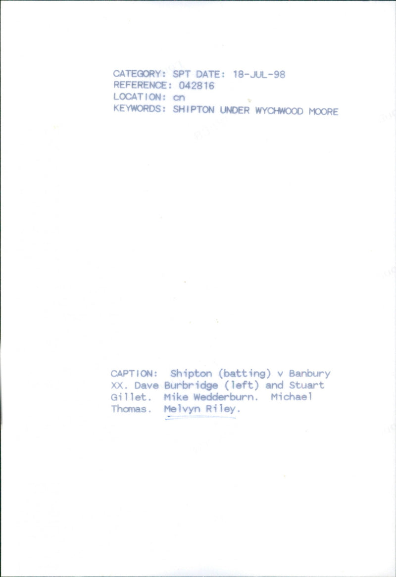 Dave Burbridge, and Stuart Gillet. mike Wedderburn, Michael Thomas, Melvyn Riley - Vintage Photograph