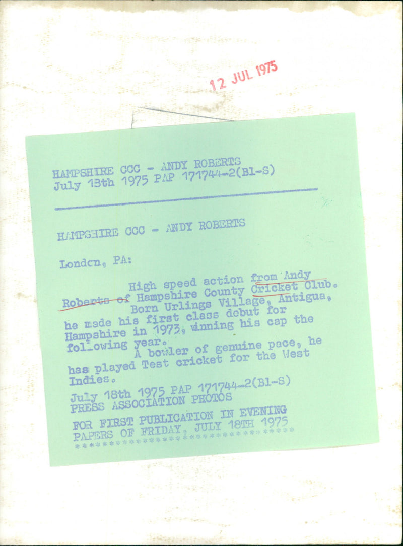 Andy Roberts - Vintage Photograph