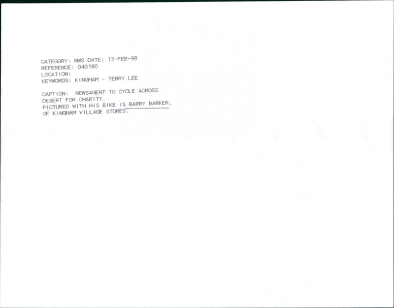 Barry Barker - Vintage Photograph