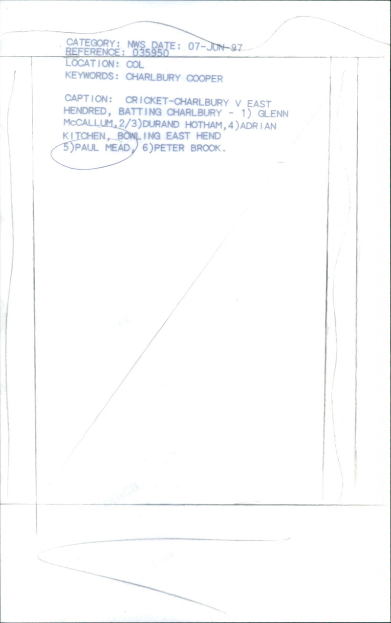 Cricket Charlbury vs East Hendred - Vintage Photograph