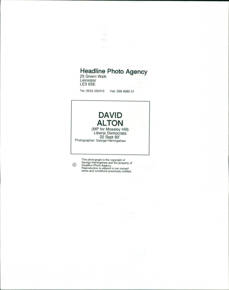 David Alton - Vintage Photograph