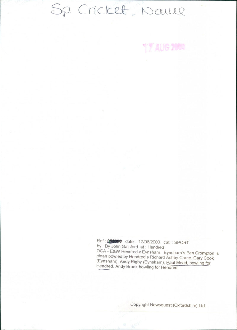 Hendreds Richard Ashby, and Paul mead bowling - Vintage Photograph