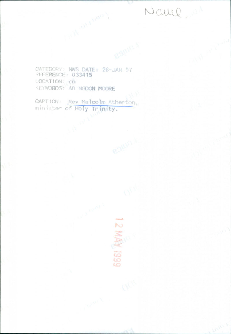 Rev Malcom Atherton - Vintage Photograph