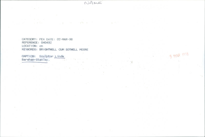 Linda Bareham-Stanley - Vintage Photograph