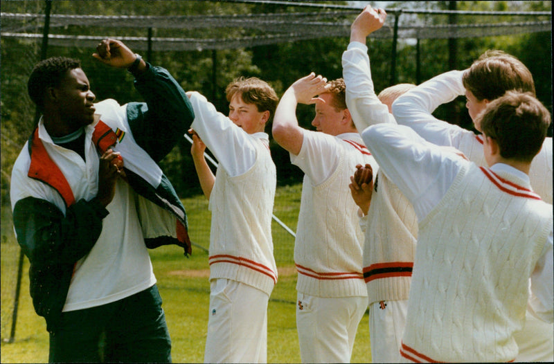 Magdalen school visit from Zimbabwean cricketer Mpumelelo Mbangwa - Vintage Photograph