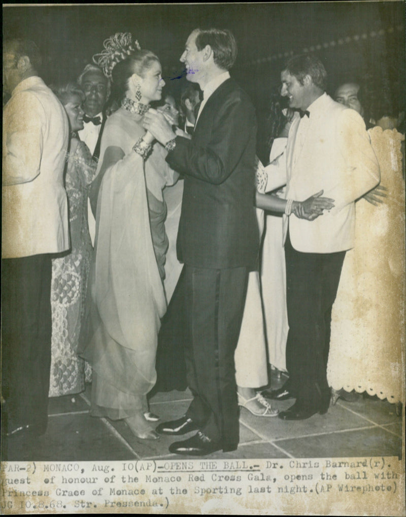 Chris Barnard guest of honour of Monace Red cross Gala dancing with Princess Grace of Monace - Vintage Photograph