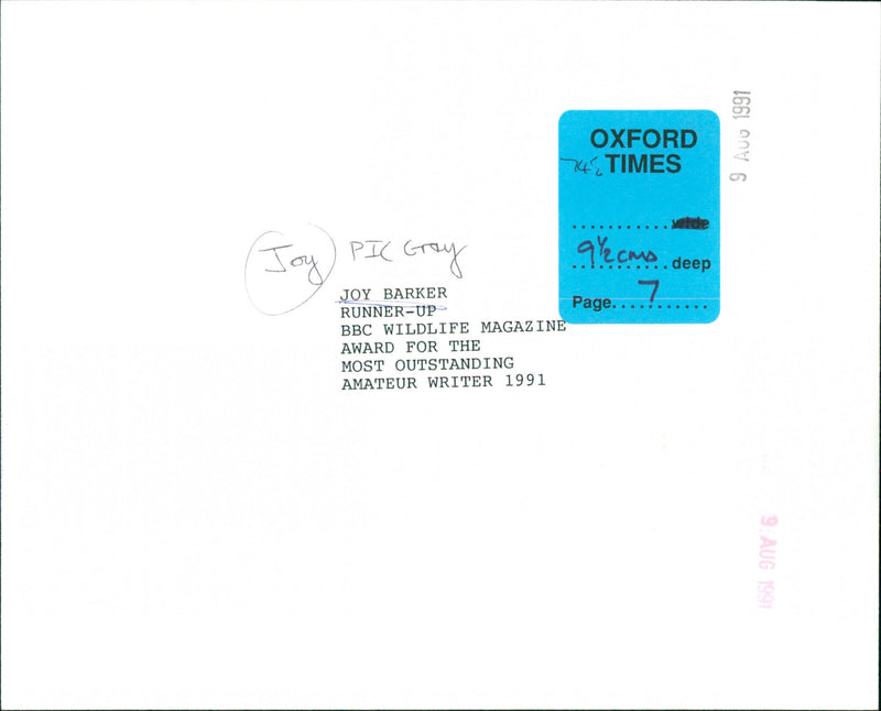 Joy Barker - Vintage Photograph