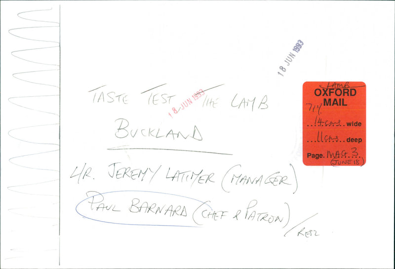 Jeremy Latimer, Paul Barnard chef and patron - Vintage Photograph