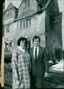 Peta and Robert Barnard outside the plough - Vintage Photograph
