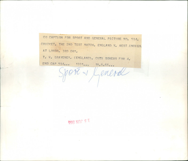 T.V. Graveney - Vintage Photograph